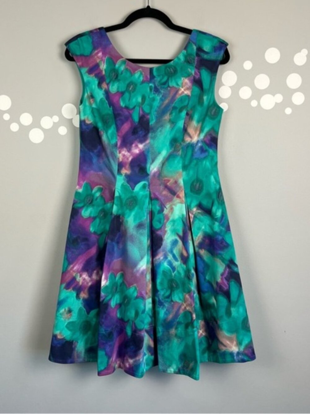 Eliza J Teal and Purple Floral Fit & Flare Dress